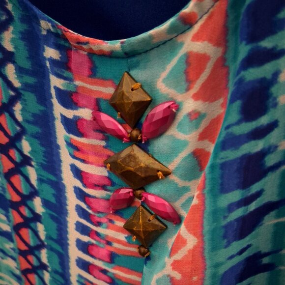 Ruby Red Wonen's Layered Pancho Top Blouse - Picture 7 of 8